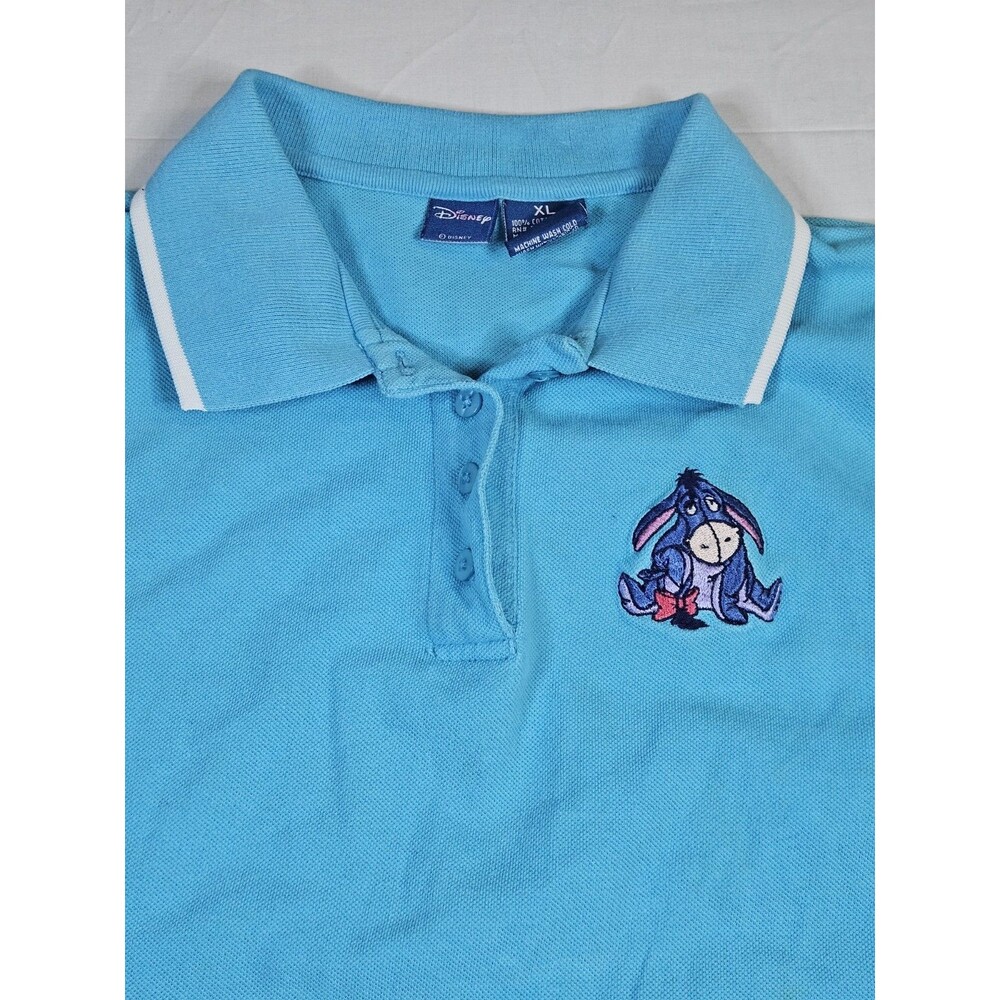 Disney Shirt Women's Size XL Blue EEYORE Sleeveless Polo Embroidered Vintage
